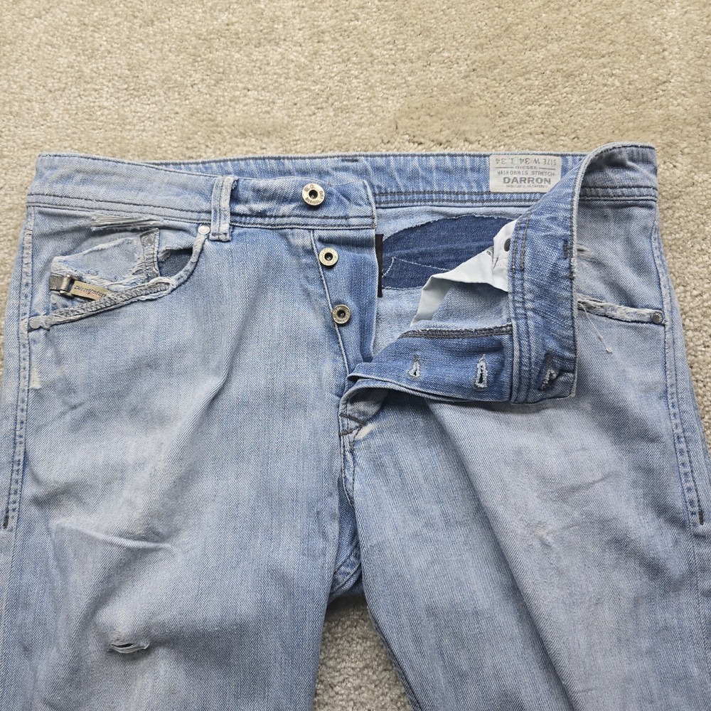 Vintage Mens Diesel DARRON 0826A Slim Tapered Blue Jeans W34 L34 - Picture 6 of 16